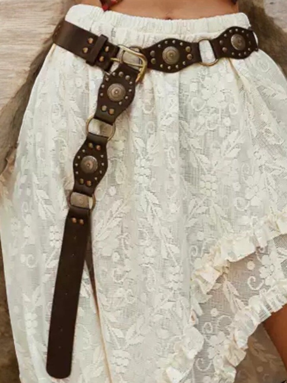 Dark Brown Medallion Studded Waist Belt Western Festival NWT